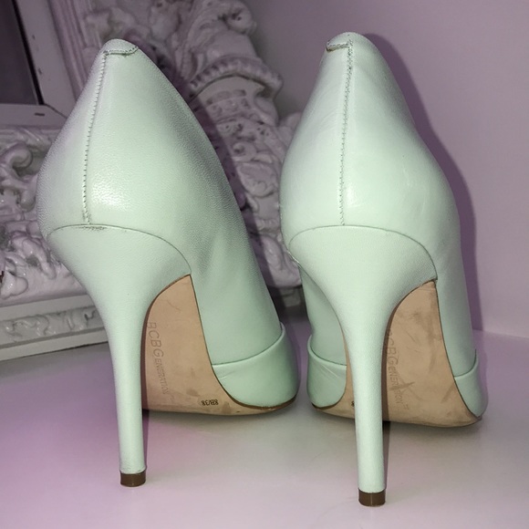 Seafoam Peep Toe Heels - Picture 6 of 9